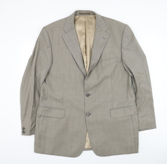 Van Kollem Mens Beige Wool Jacket Suit Jacket Size 44