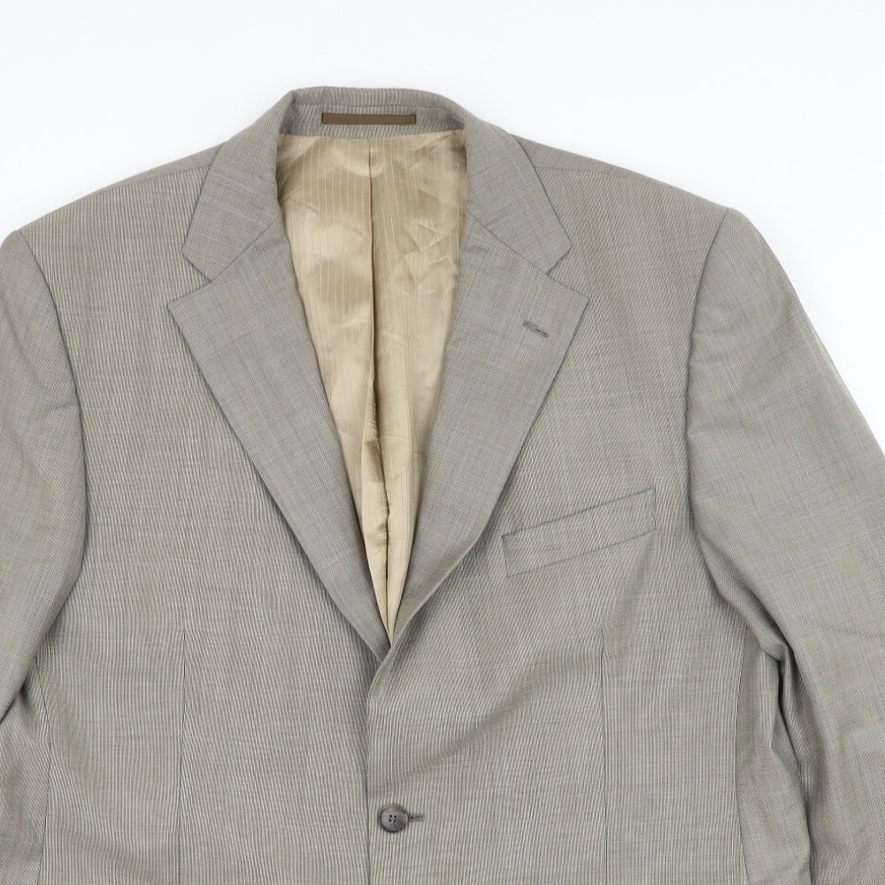 Van Kollem Mens Beige Wool Jacket Suit Jacket Size 44