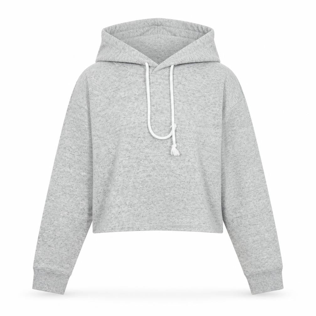 H&M Womens Grey Cotton Pullover Hoodie Size S - Cropped