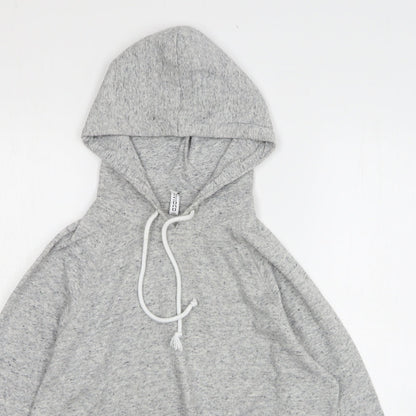 H&M Womens Grey Cotton Pullover Hoodie Size S - Cropped