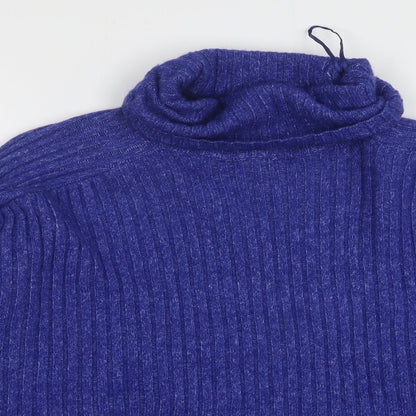 Preloved F&F Womens Blue Roll Neck Polyester Pullover Jumper Size M - Detail