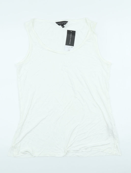 Dorothy Perkins Womens White Viscose Basic Tank Size 14 Scoop Neck