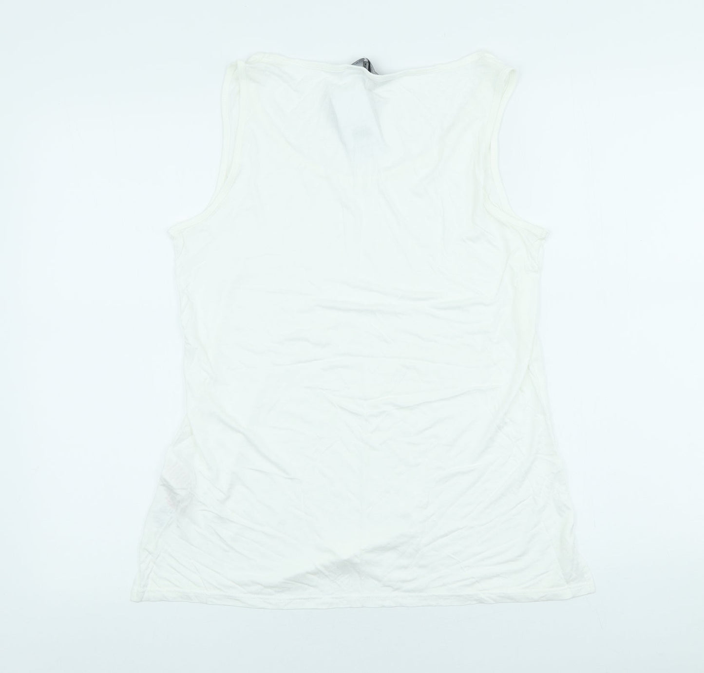 Dorothy Perkins Womens White Viscose Basic Tank Size 14 Scoop Neck
