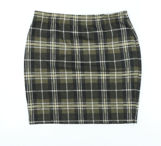Select Womens Green Plaid Polyester Straight & Pencil Skirt Size 12