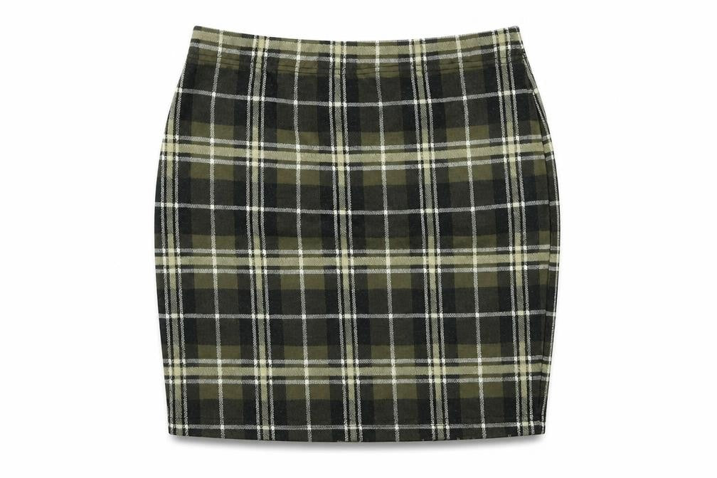 Select Womens Green Plaid Polyester Straight & Pencil Skirt Size 12