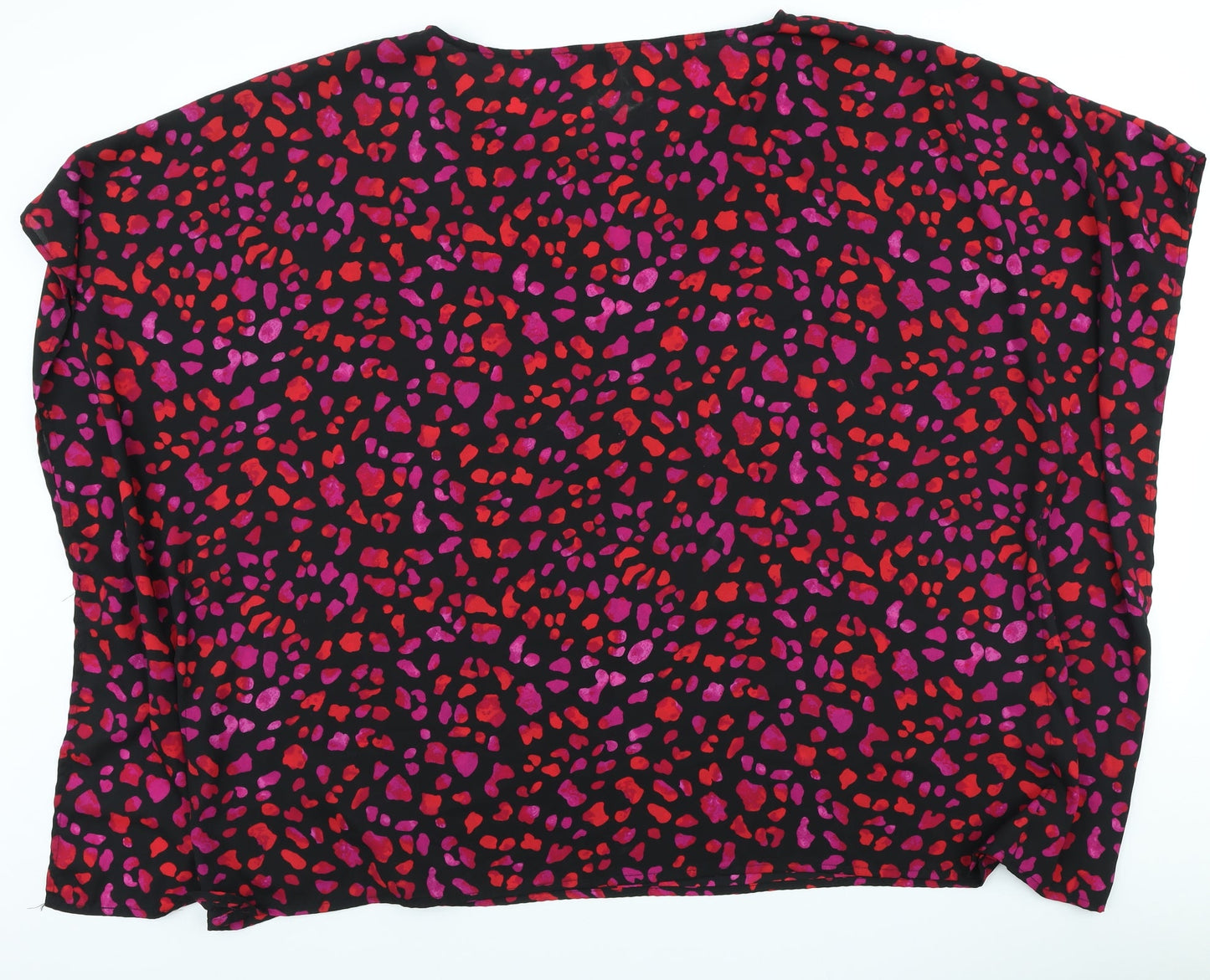 So Fabulous Womens Black Geometric Polyester Basic Blouse Size 22 Round Neck