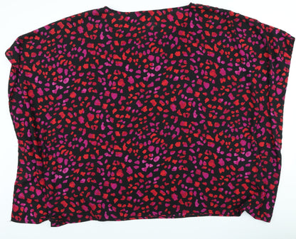 Preloved So Fabulous Womens Black Geometric Polyester Basic Blouse Size 22 Round Neck - Back