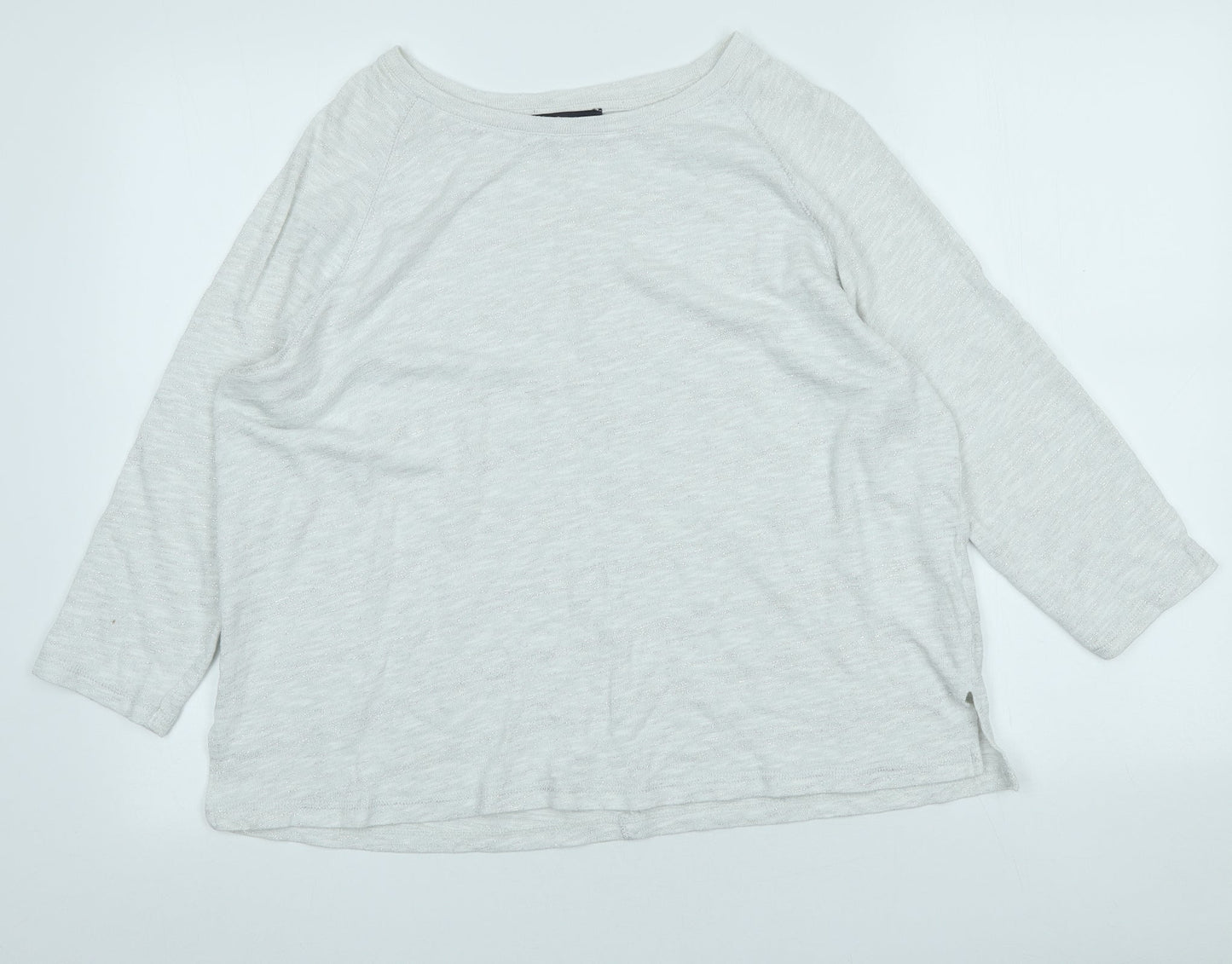 Marks and Spencer Womens Grey Crew Neck Cotton Pullover Jumper Size 14
