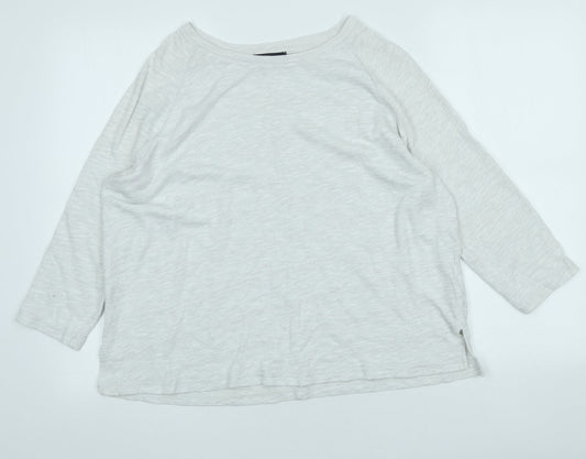 Marks and Spencer Womens Grey Crew Neck Cotton Pullover Jumper Size 14
