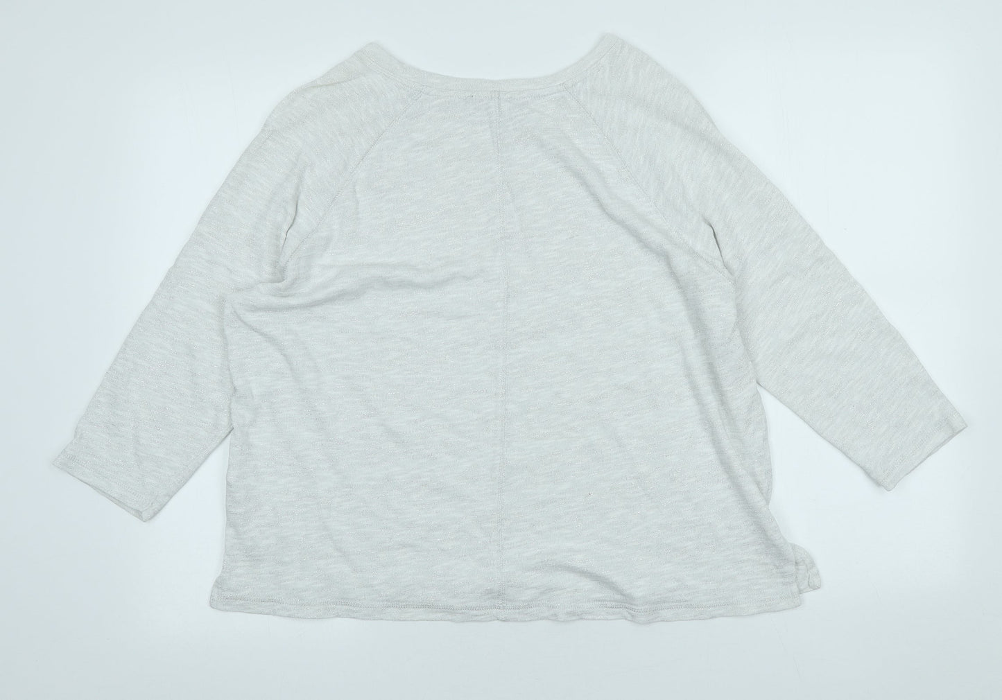 Marks and Spencer Womens Grey Crew Neck Cotton Pullover Jumper Size 14