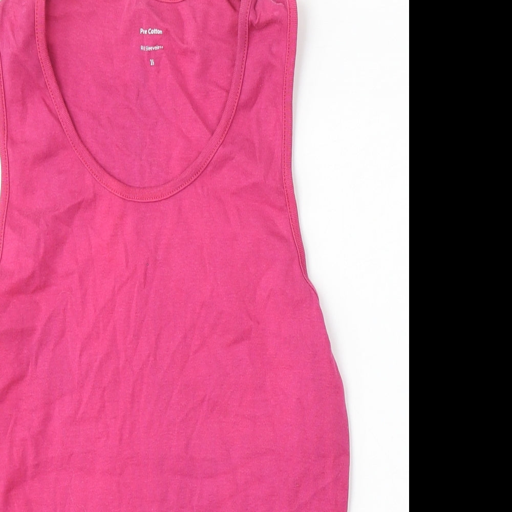 Pure Cotton Womens Pink Cotton Basic Tank Size 16 Round Neck