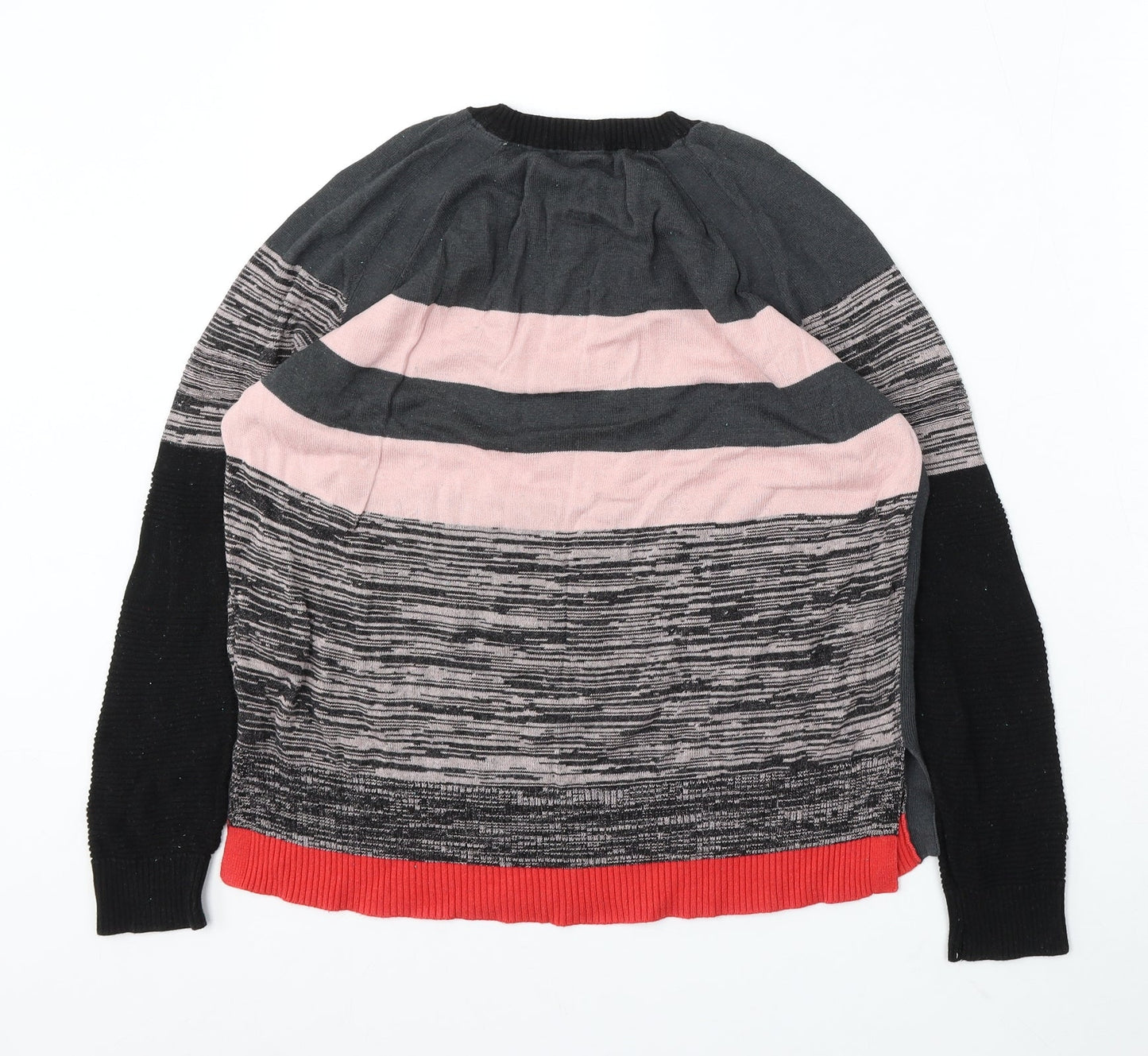 NEXT Womens Multicoloured Round Neck Striped Viscose Pullover Jumper Size 12