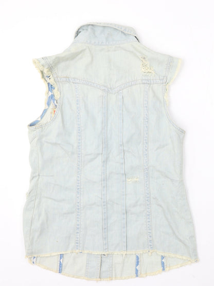 Preloved River Island Womens Blue Gilet Jacket Size 12 - Back