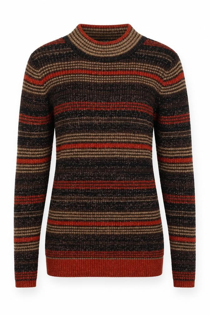 South Womens Multicoloured Round Neck Striped Acrylic Pullover Jumper Size 8