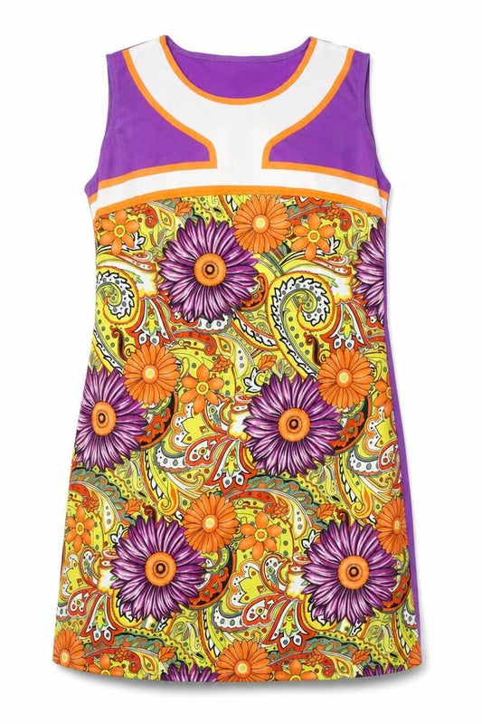 Smiffys Womens Purple Geometric Polyester Sheath Size L Round Neck - Peace