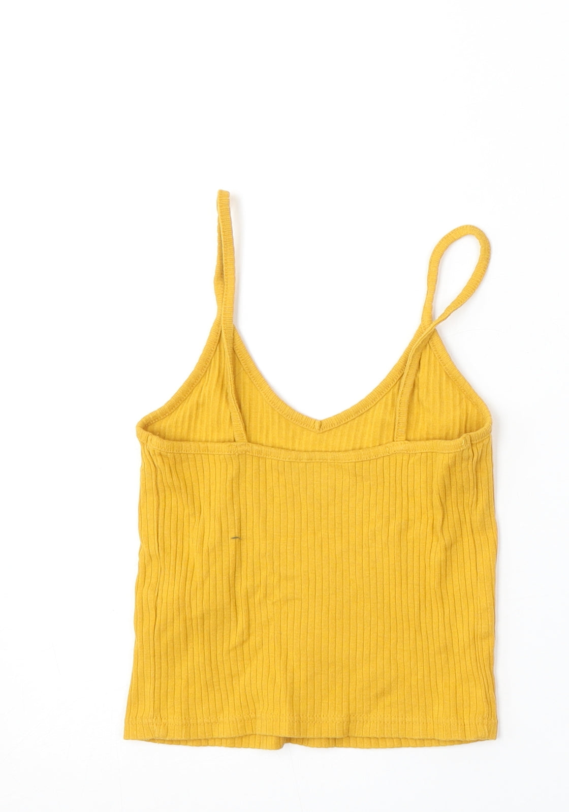 Topshop Womens Yellow Round Neck Cotton Vest Jumper Size 6