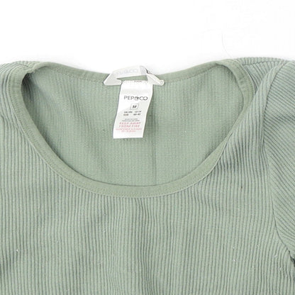 Pep&Co Womens Green Round Neck Nylon Pullover Jumper Size 12