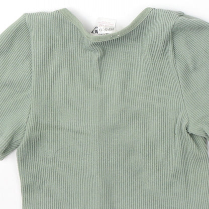Pep&Co Womens Green Round Neck Nylon Pullover Jumper Size 12