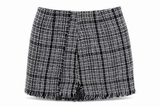 Preworn Womens Blue Check Polyester Skater Skirt Size 28 in
