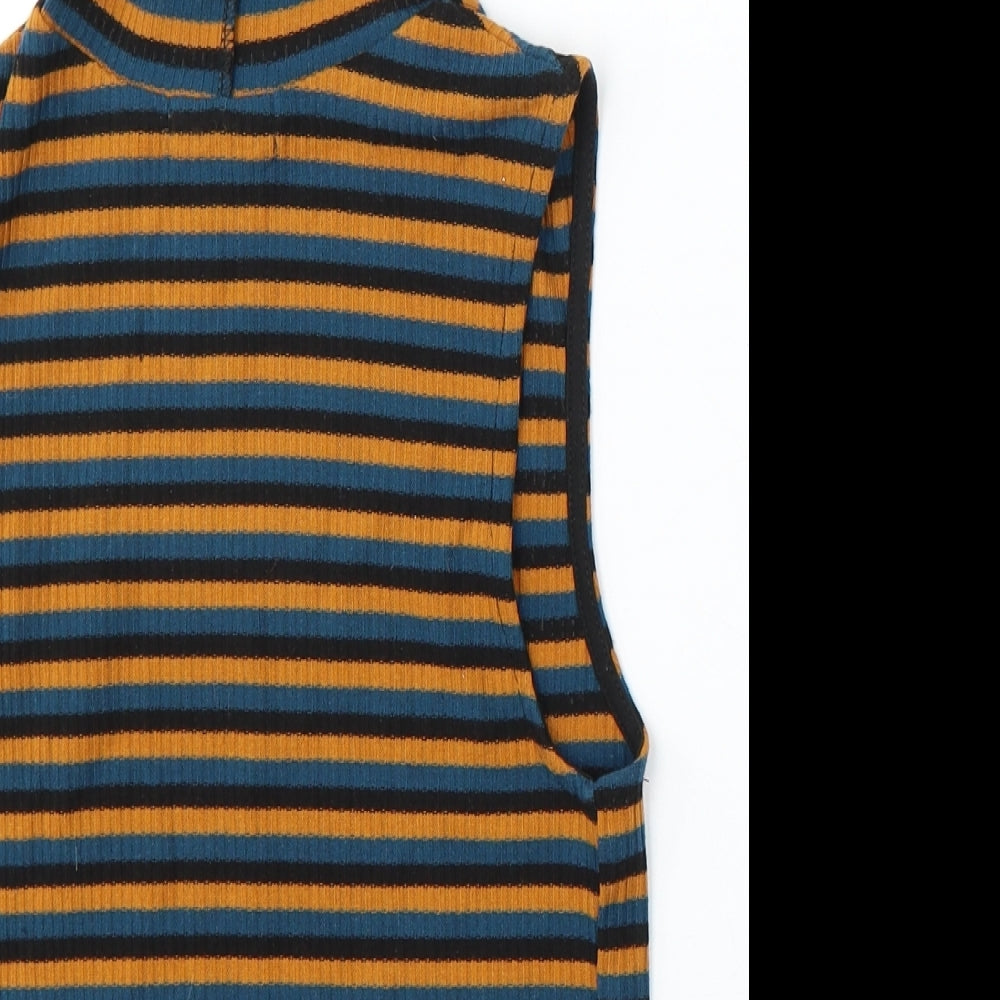 Primark Womens Multicoloured Round Neck Striped Polyester Vest Jumper Size XS