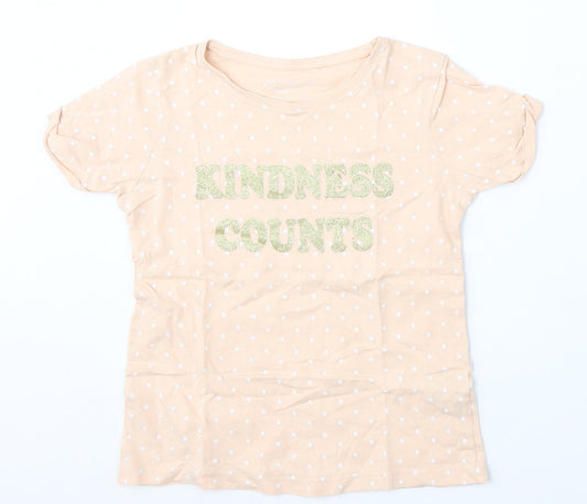 Primark Girls Pink Geometric Cotton Basic T-Shirt Size 10-11 Years Round Neck