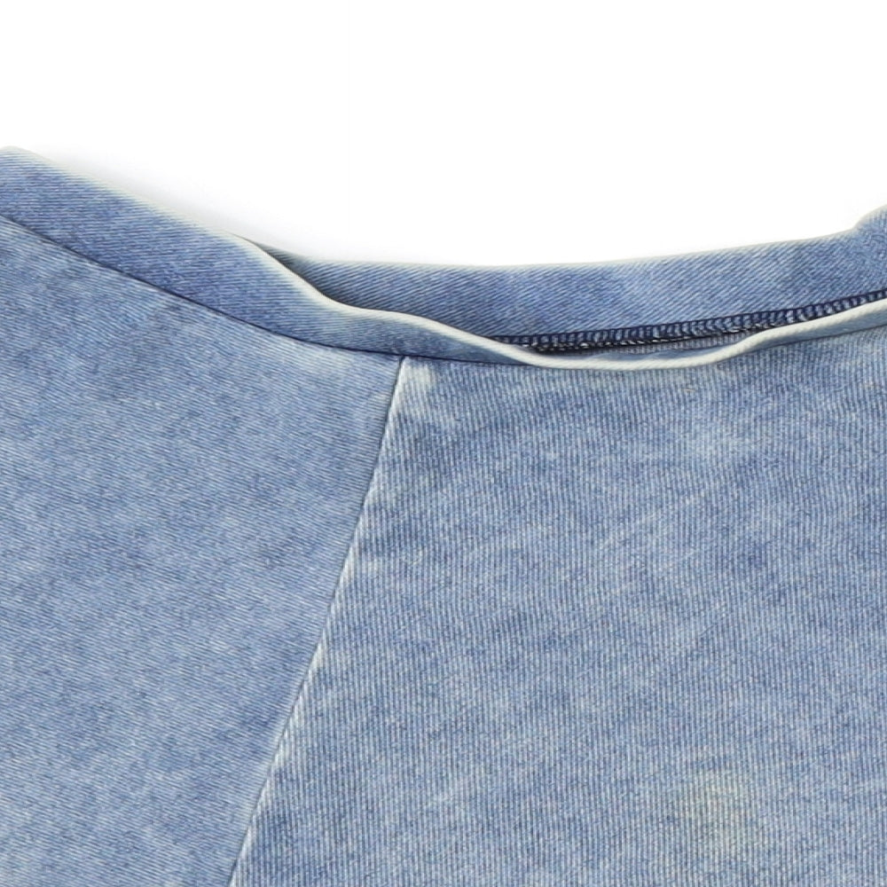 Topshop Womens Blue Cotton Skater Skirt Size 8