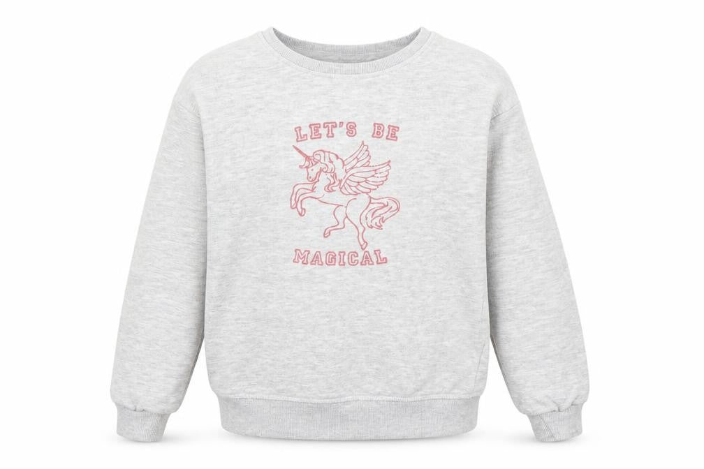 Primark Girls Grey Cotton Pullover Sweatshirt Size 8-9 Years - Unicorn