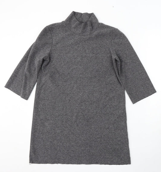 Zara Womens Grey Mock Neck Polyester Pullover Jumper Size S