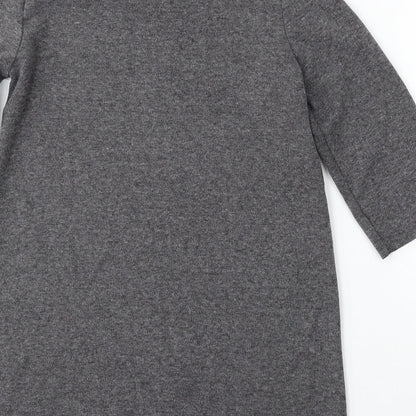 Zara Womens Grey Mock Neck Polyester Pullover Jumper Size S