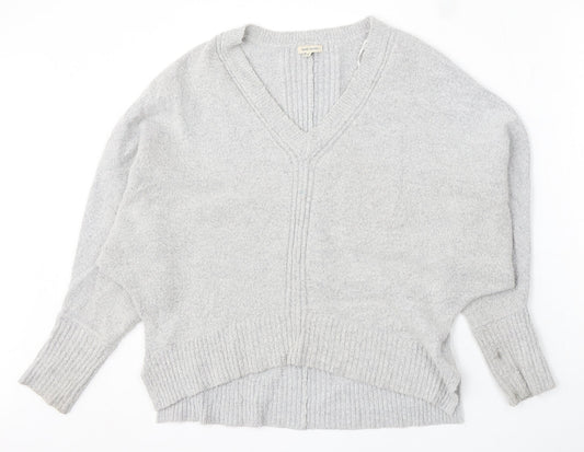 River Island Womens Grey V-Neck Acrylic Pullover Jumper Size 10