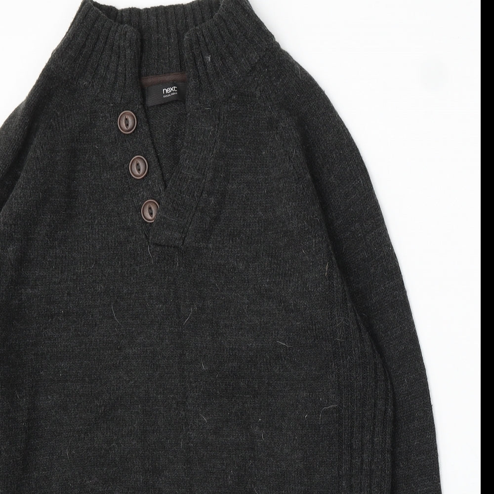 NEXT Womens Grey V-Neck Acrylic Pullover Jumper Size L