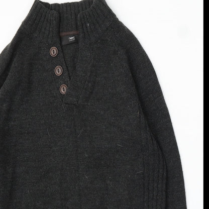 Preloved NEXT Womens Grey V-Neck Acrylic Pullover Jumper Size L - Detail
