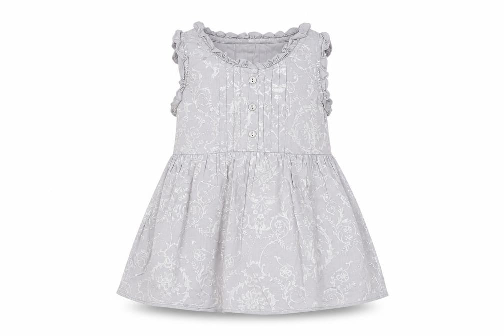 NEXT Girls Grey Floral 100% Cotton Fit & Flare Size 5 Years Round Neck Pullover