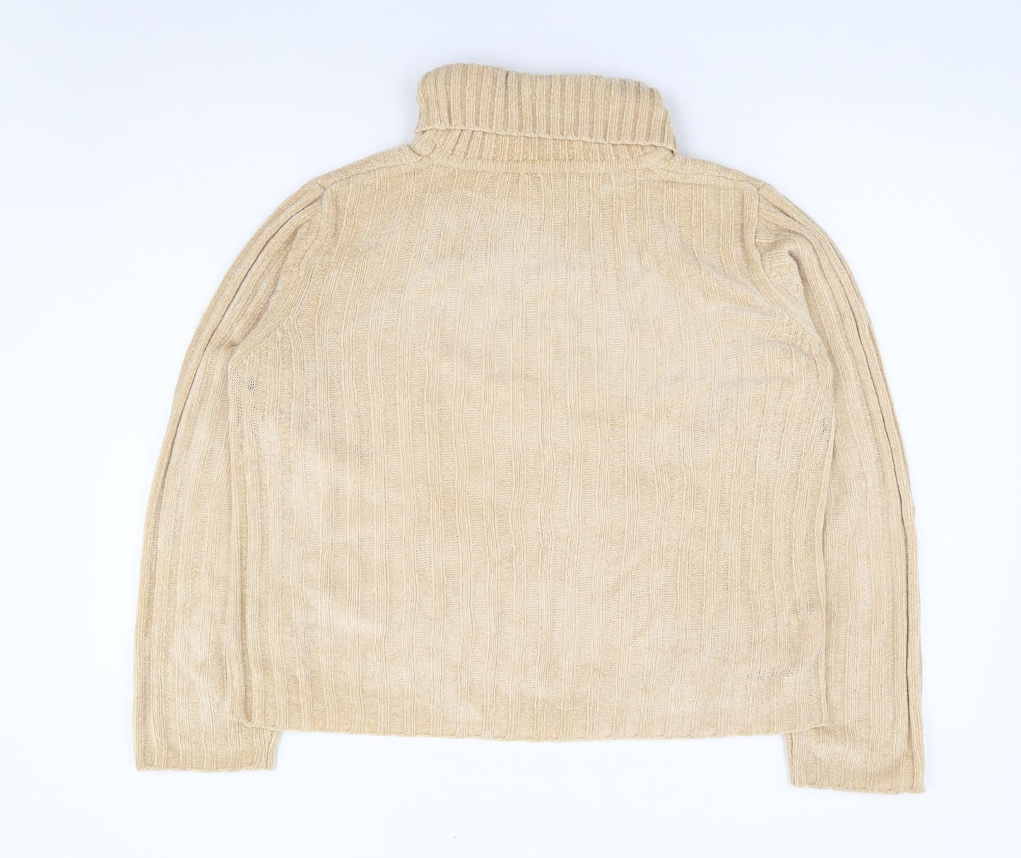 Preworn Womens Beige Roll Neck Acrylic Pullover Jumper Size 12