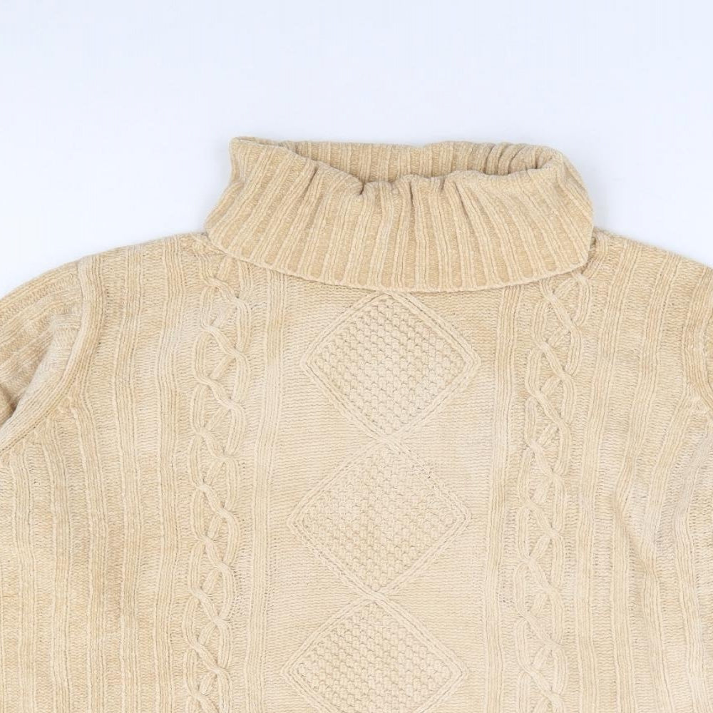 Preworn Womens Beige Roll Neck Acrylic Pullover Jumper Size 12