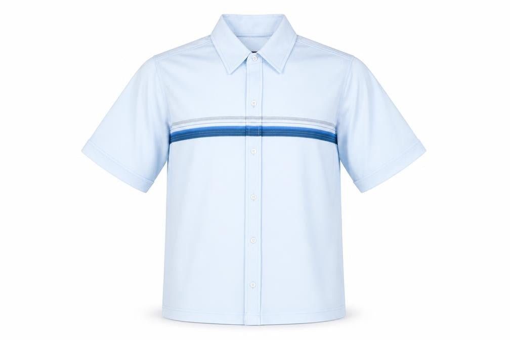 Innocentimens Collentions Mens Blue Striped Polyester Button-Up Size S Collared Button