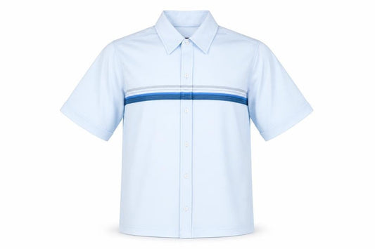 Innocentimens Collentions Mens Blue Striped Polyester Button-Up Size S Collared Button