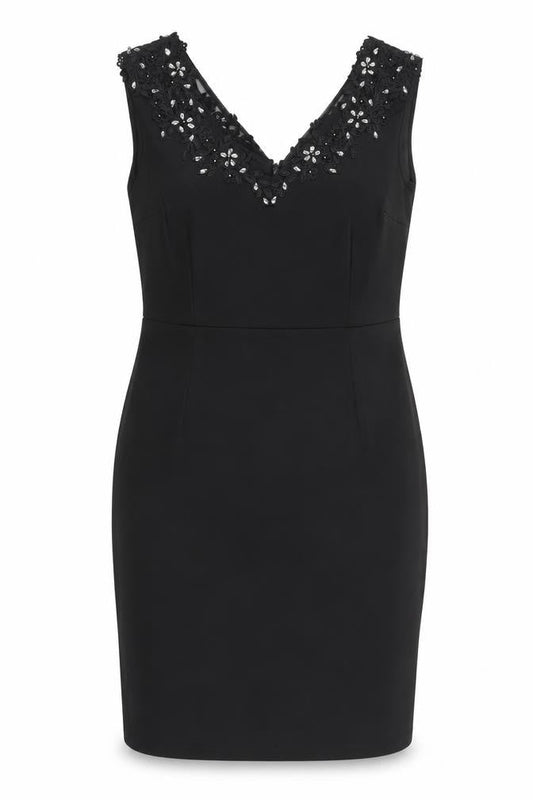 Dorothy Perkins Womens Black Polyester Pencil Dress Size M V-Neck Zip