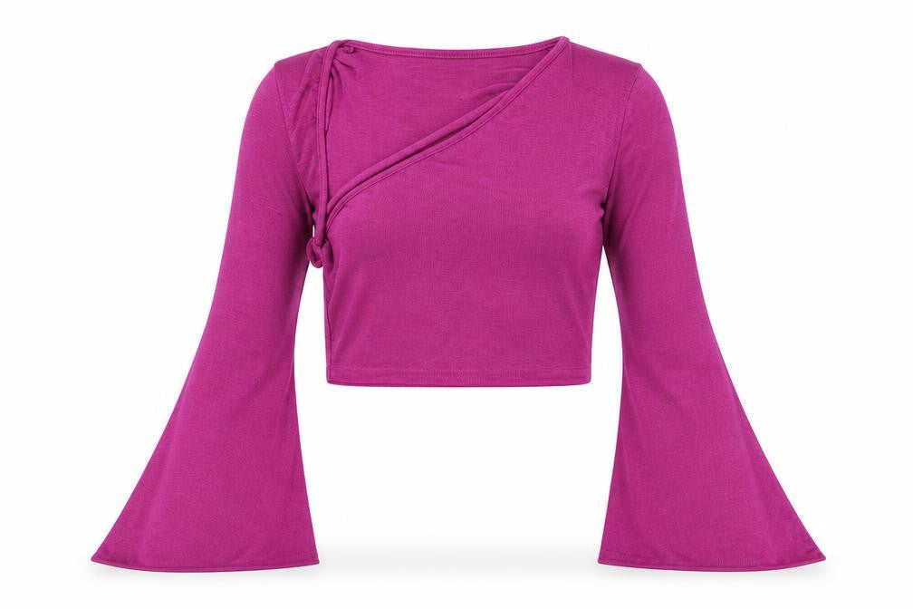 Nasty Gal Womens Purple Polyester Cropped T-Shirt Size 6 V-Neck
