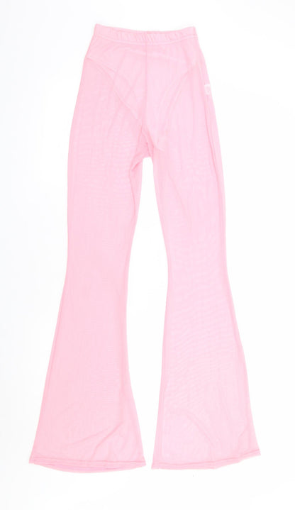 PRETTYLITTLETHING Womens Pink Polyester Trousers Size 4 L34 in Regular