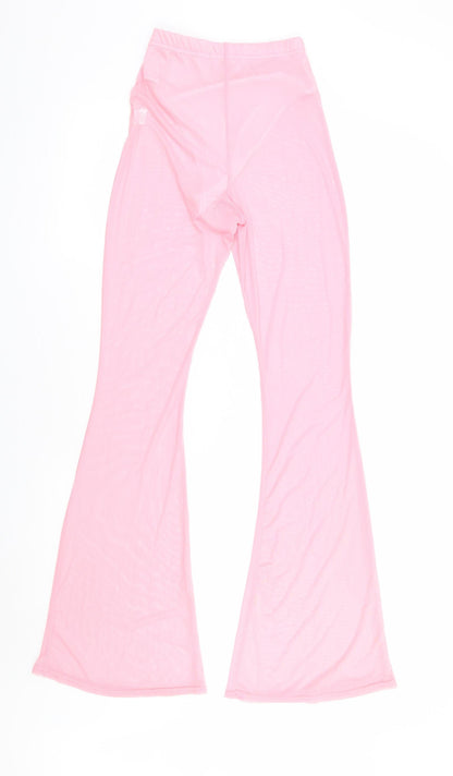 PRETTYLITTLETHING Womens Pink Polyester Trousers Size 4 L34 in Regular