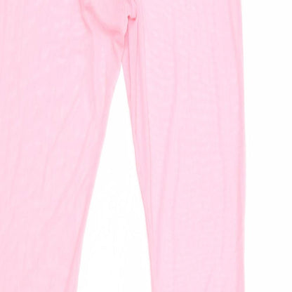 PRETTYLITTLETHING Womens Pink Polyester Trousers Size 4 L34 in Regular
