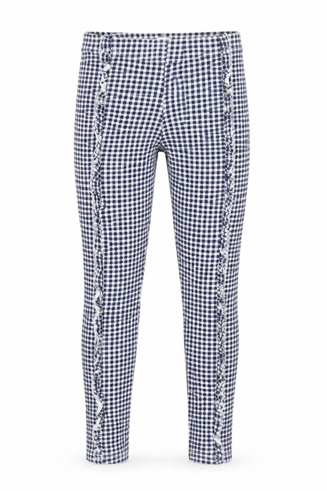 F&F Girls Blue Check Cotton Pedal Pusher Trousers Size 10-11 Years Regular