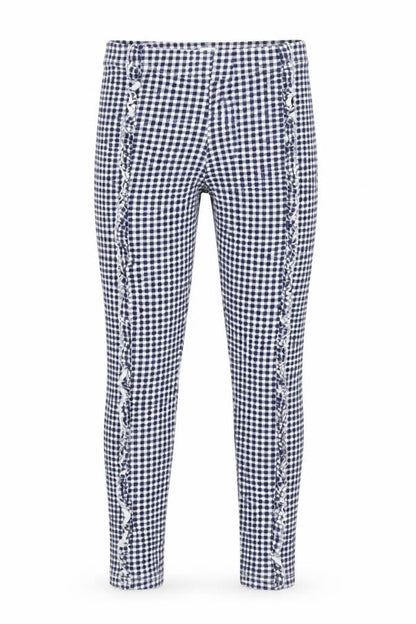 F&F Girls Blue Check Cotton Pedal Pusher Trousers Size 10-11 Years Regular