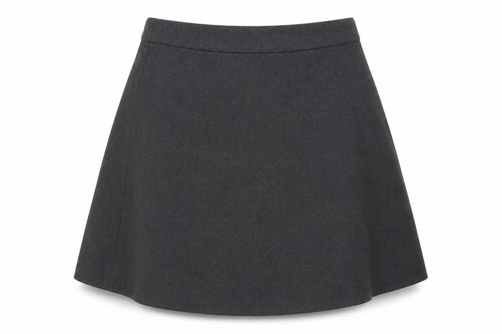Marks & Spencer Girls Grey Polyester Flare Skirt Size 9 Years Regular