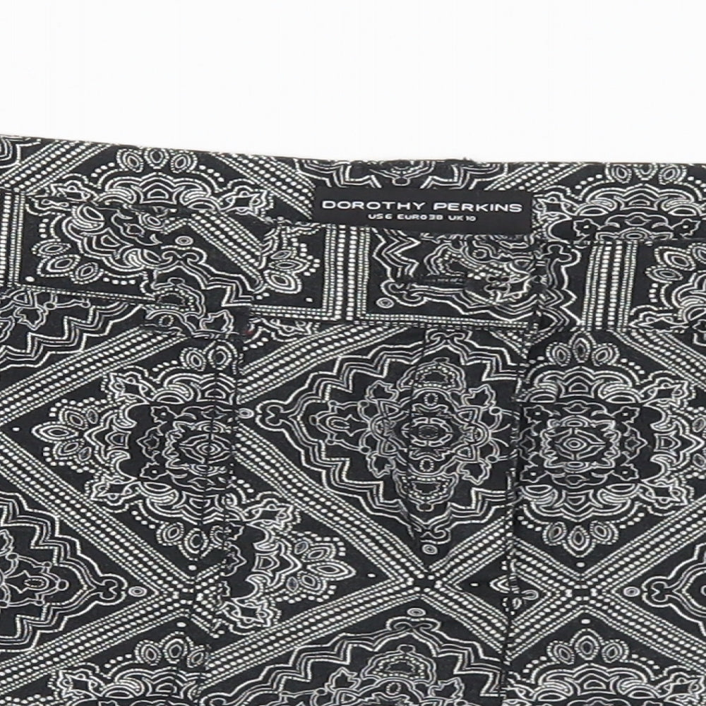 Dorothy Perkins Womens Black Geometric Polyester Hot Pants Shorts Size 10 L3 in Regular