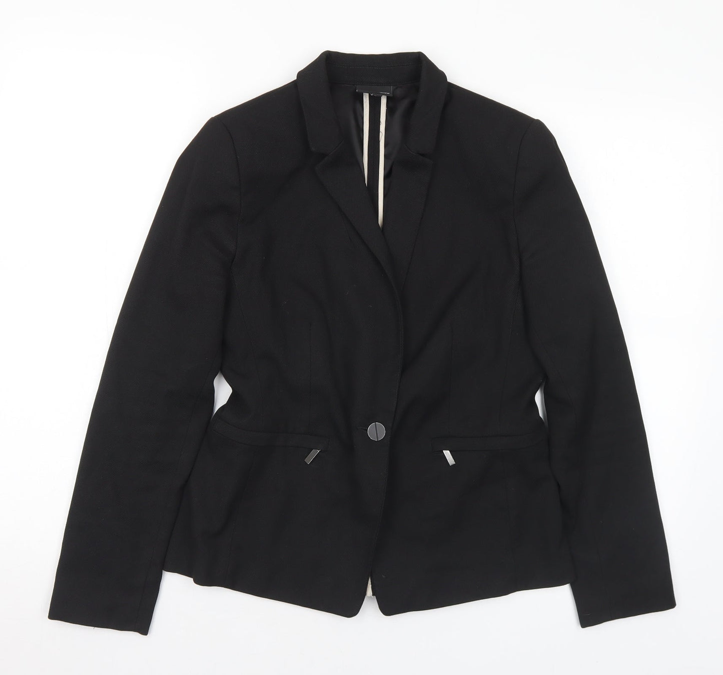 NEXT Womens Black Polyester Jacket Suit Jacket Size 10