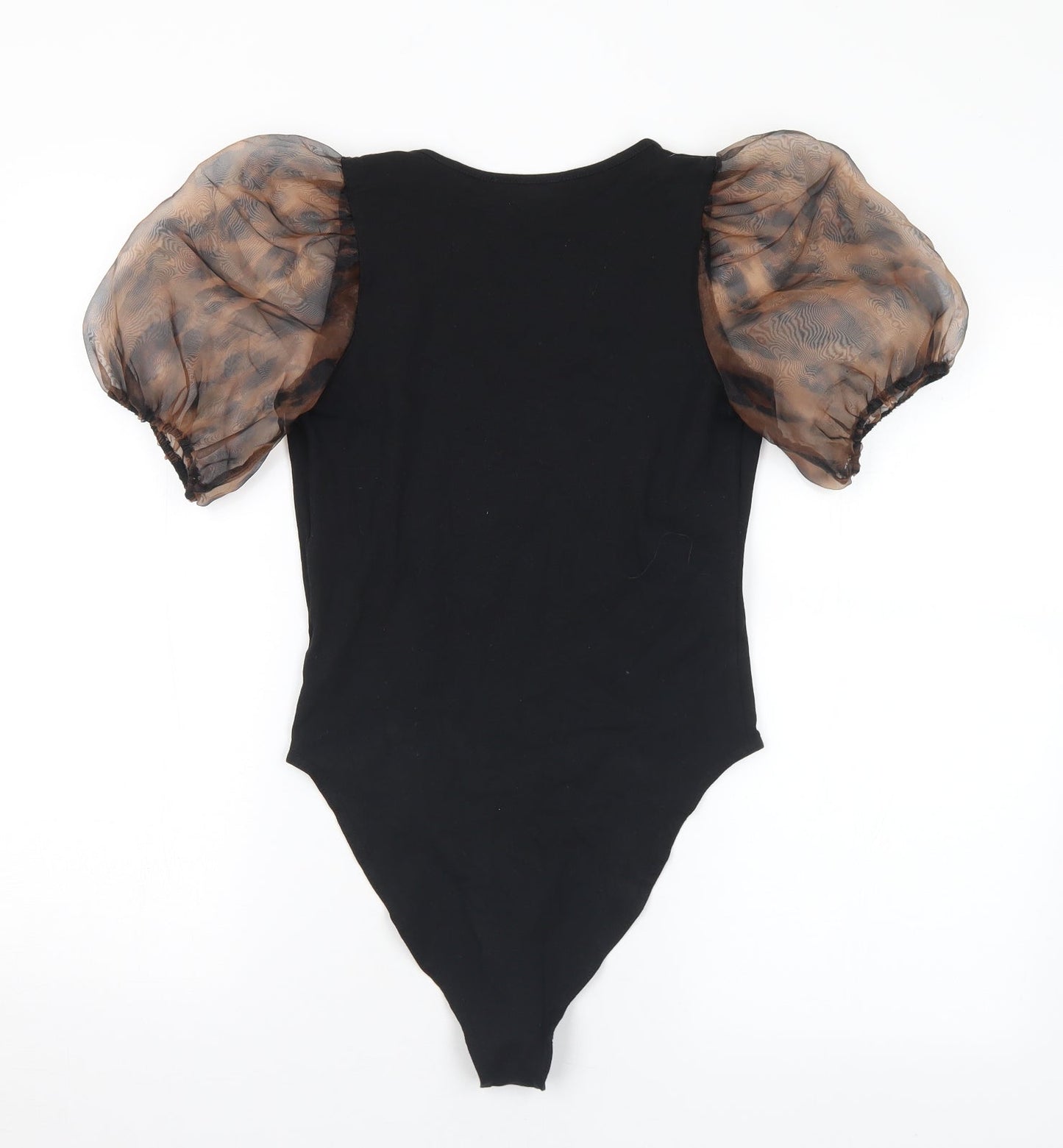 Preworn Womens Black Animal Print Polyester Bodysuit One-Piece Size M