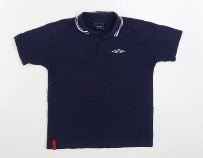 Umbro Boys Blue Polyester Basic Polo Size 11 Years Collared Pullover