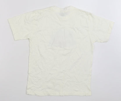 Art Published Boys White 100% Cotton Basic T-Shirt Size 9-10 Years Round Neck Pullover